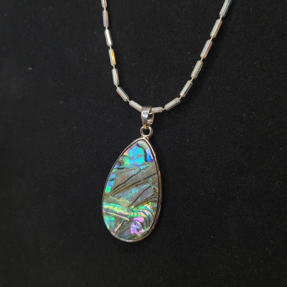 2/$40 Abalone Shell Teardrop Pendant Necklace